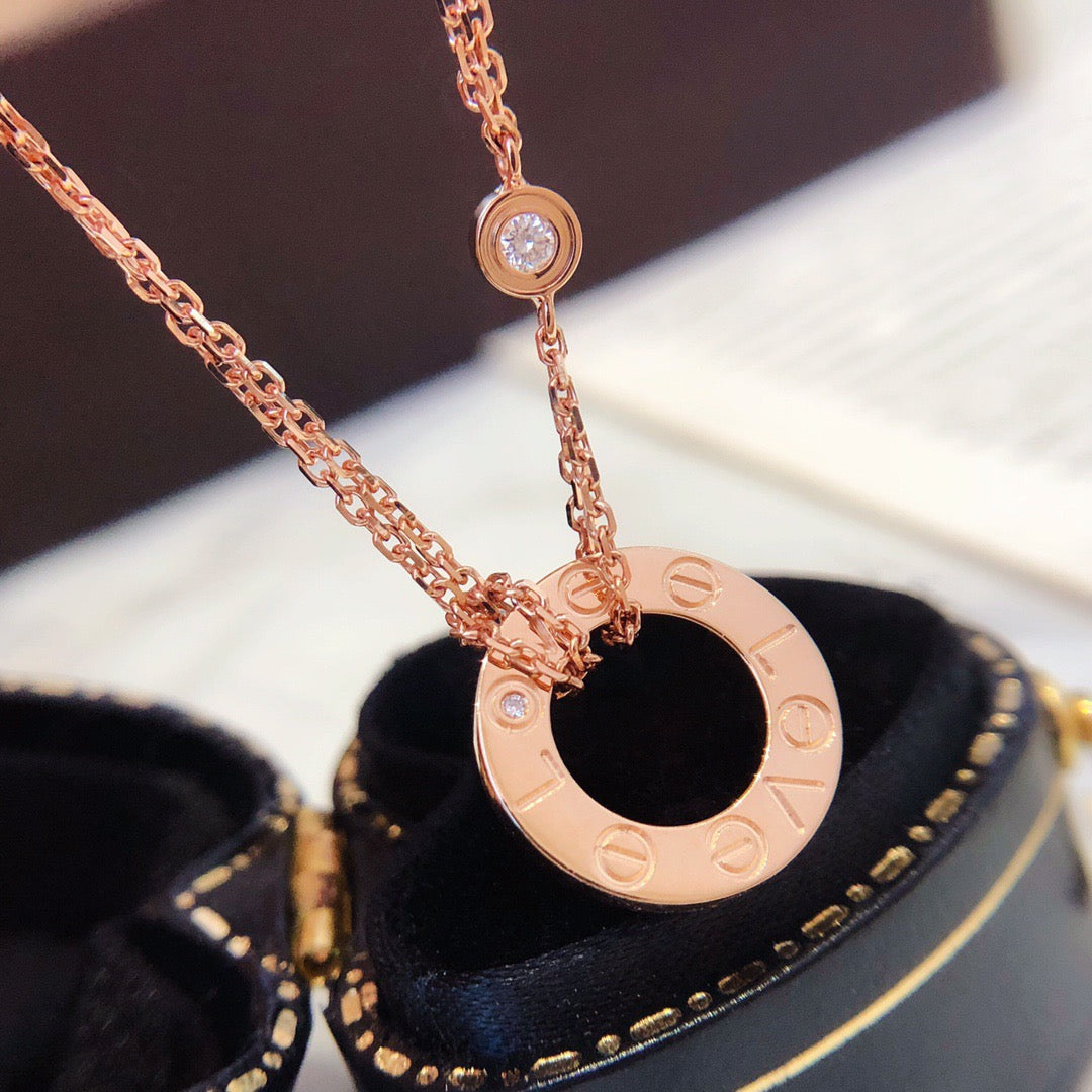 LOVE NECKLACE 16MM 2 DIAMONDS