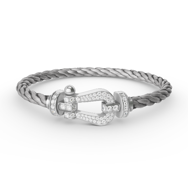FORCE LARGE HORSESHOE FULL DIAMOND BRACELET SILVER