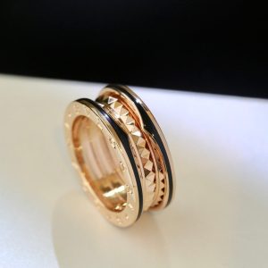 ZERO 1 PINK GOLD BLACK CERAMIC RING