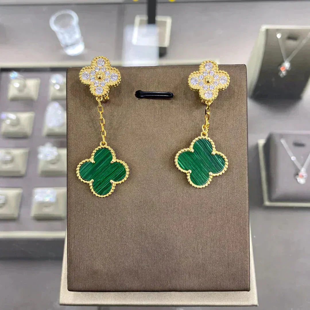 CLOVER  2 MOTIFS  DIAMOND  EARRINGS (MULTIPLE CHOICESç´