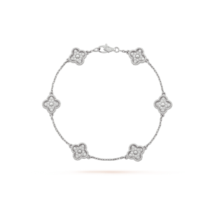 CLOVER 6 MOTIF SILVER DIAMOND BRACELET