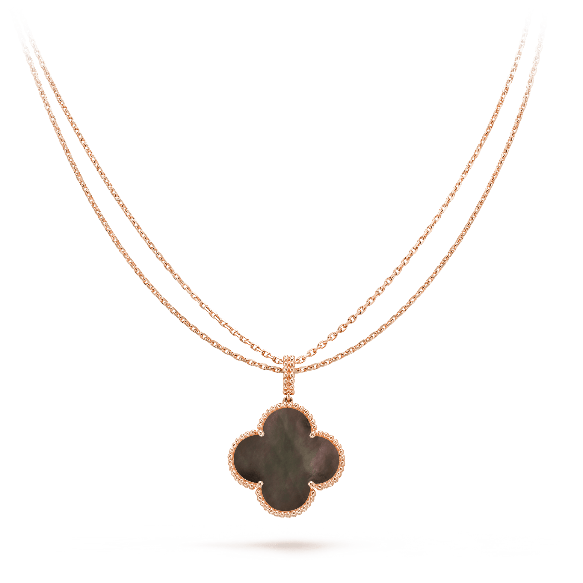 CLOVER 25MM GOLD DARK MOP BIG CLOVER NECKLACE