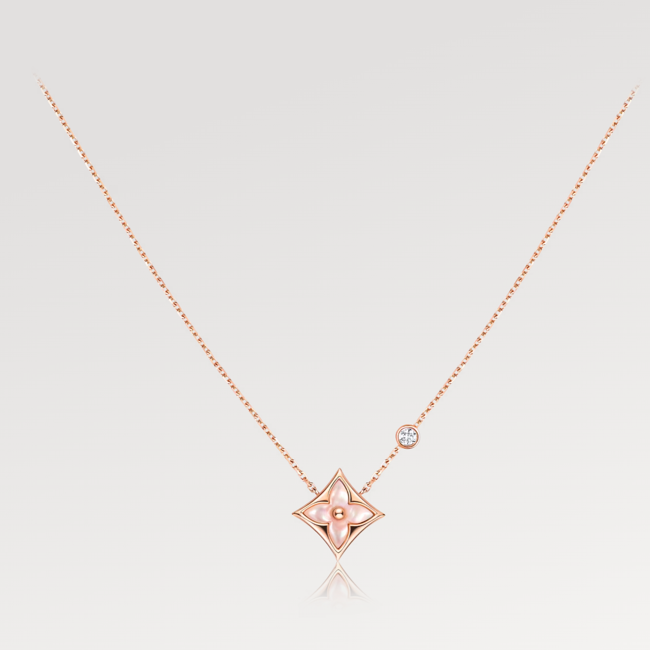 STAR PINK MOP 1 DIAMOND PINK GOLD NECKLACE
